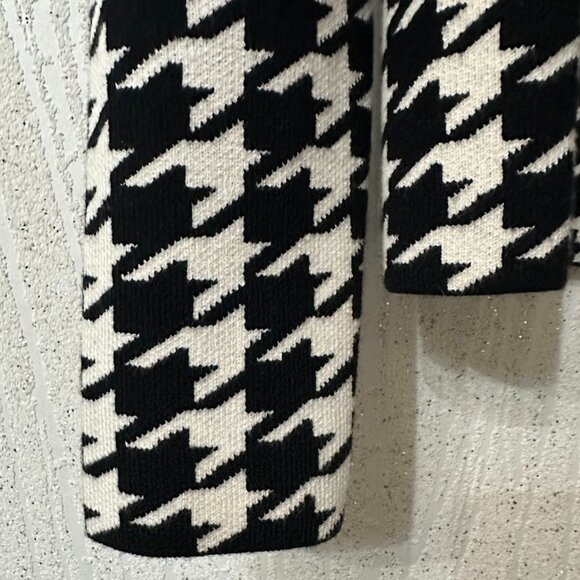 Women’s Black & White Houndstooth Knit Blazer Cardigan Jacket – Size S - Picture 6 of 9